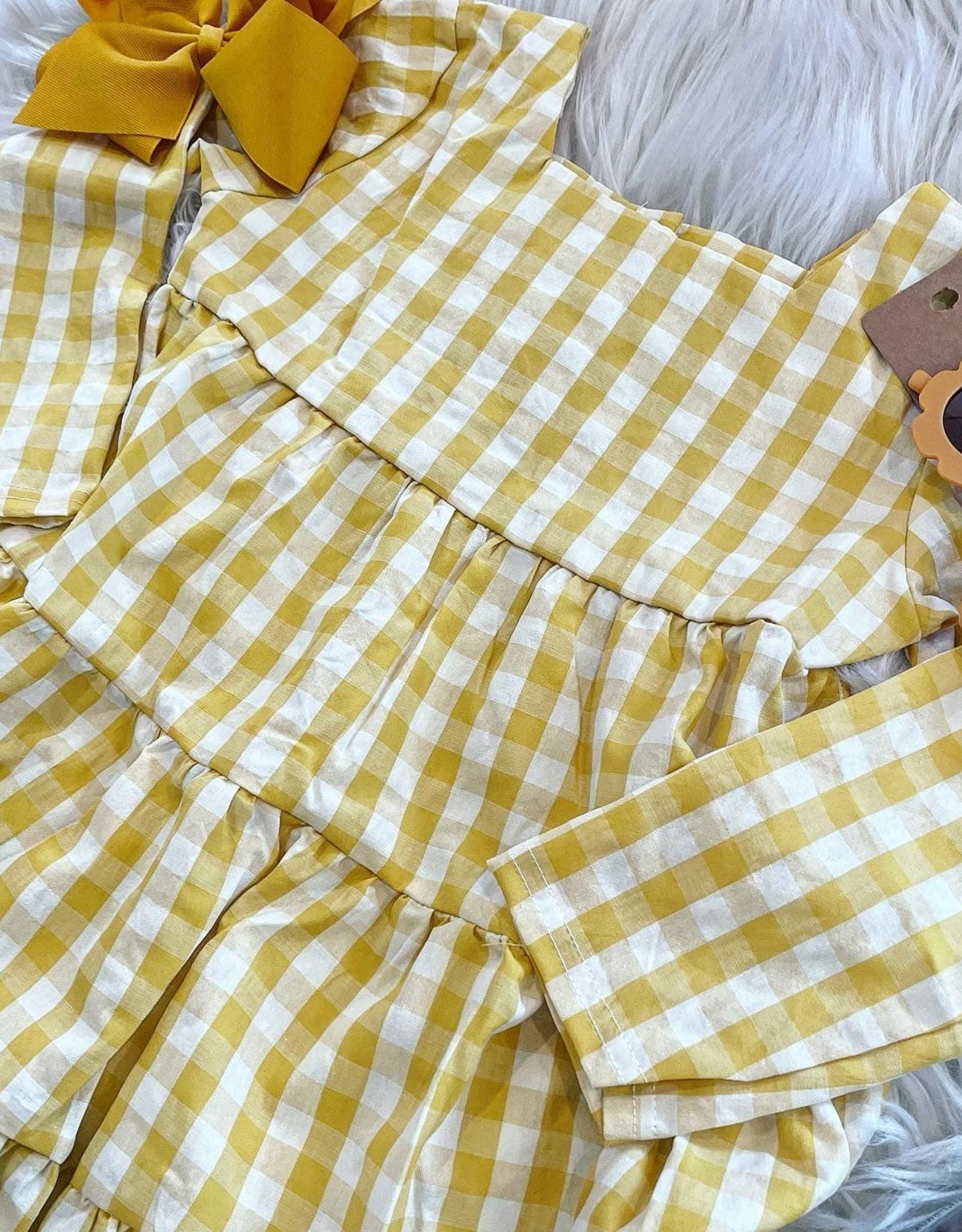 Honeydew Tenley Dress in Yellow Gingham