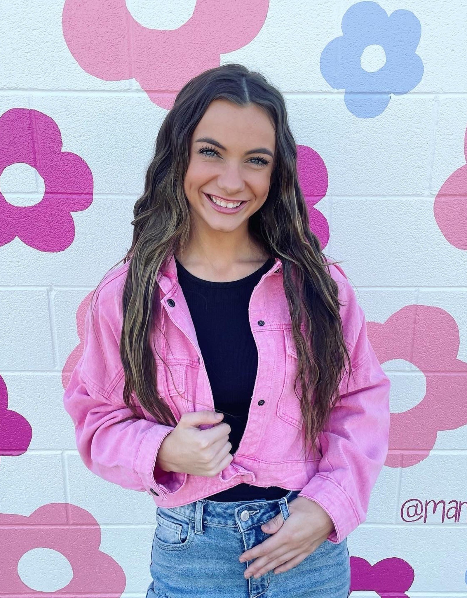 GeeGee Aubrey Denim Jacket in Hot Pink