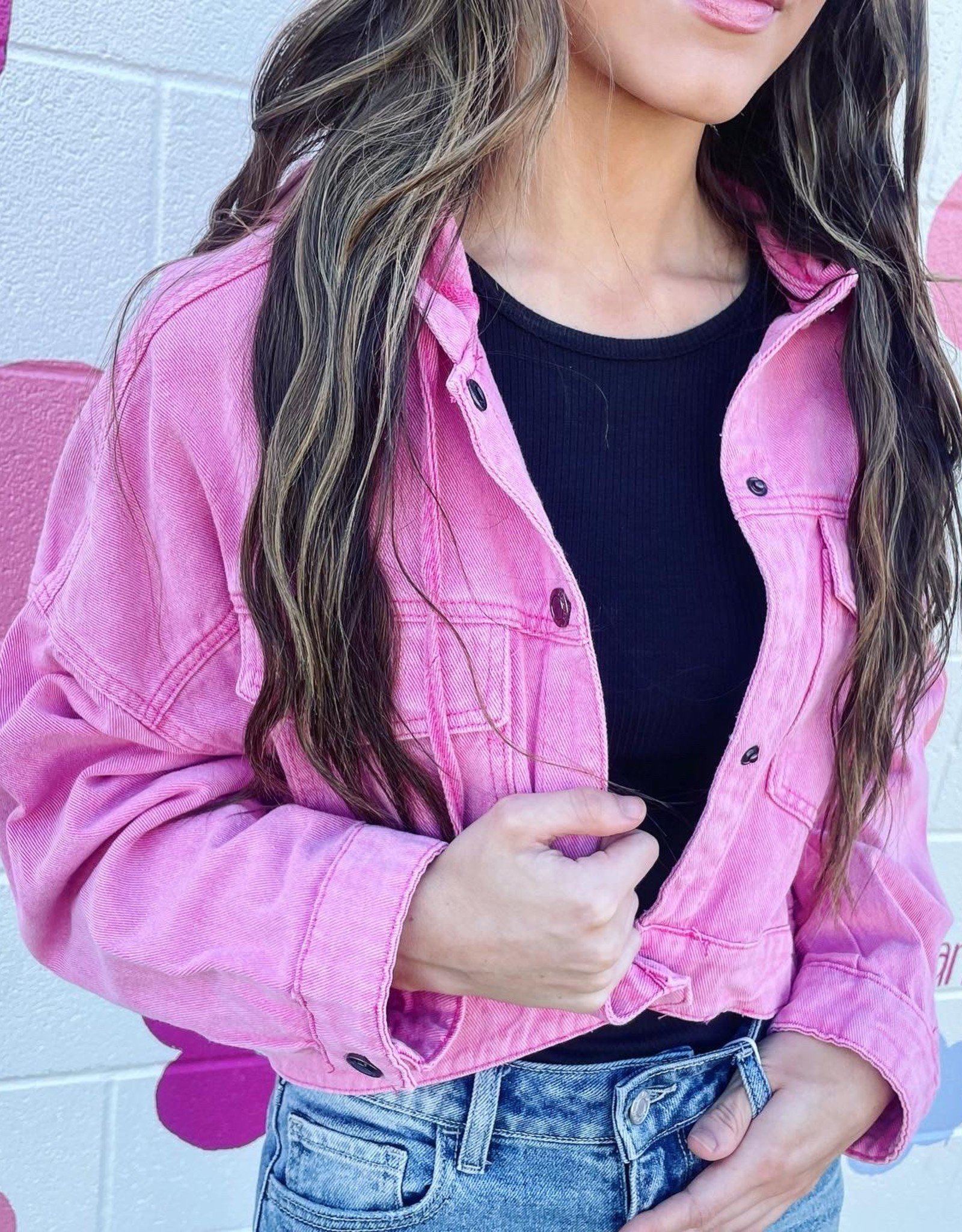 GeeGee Aubrey Denim Jacket in Hot Pink - Marlee Janes