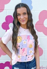Daisy Happy Face Tee in Pink