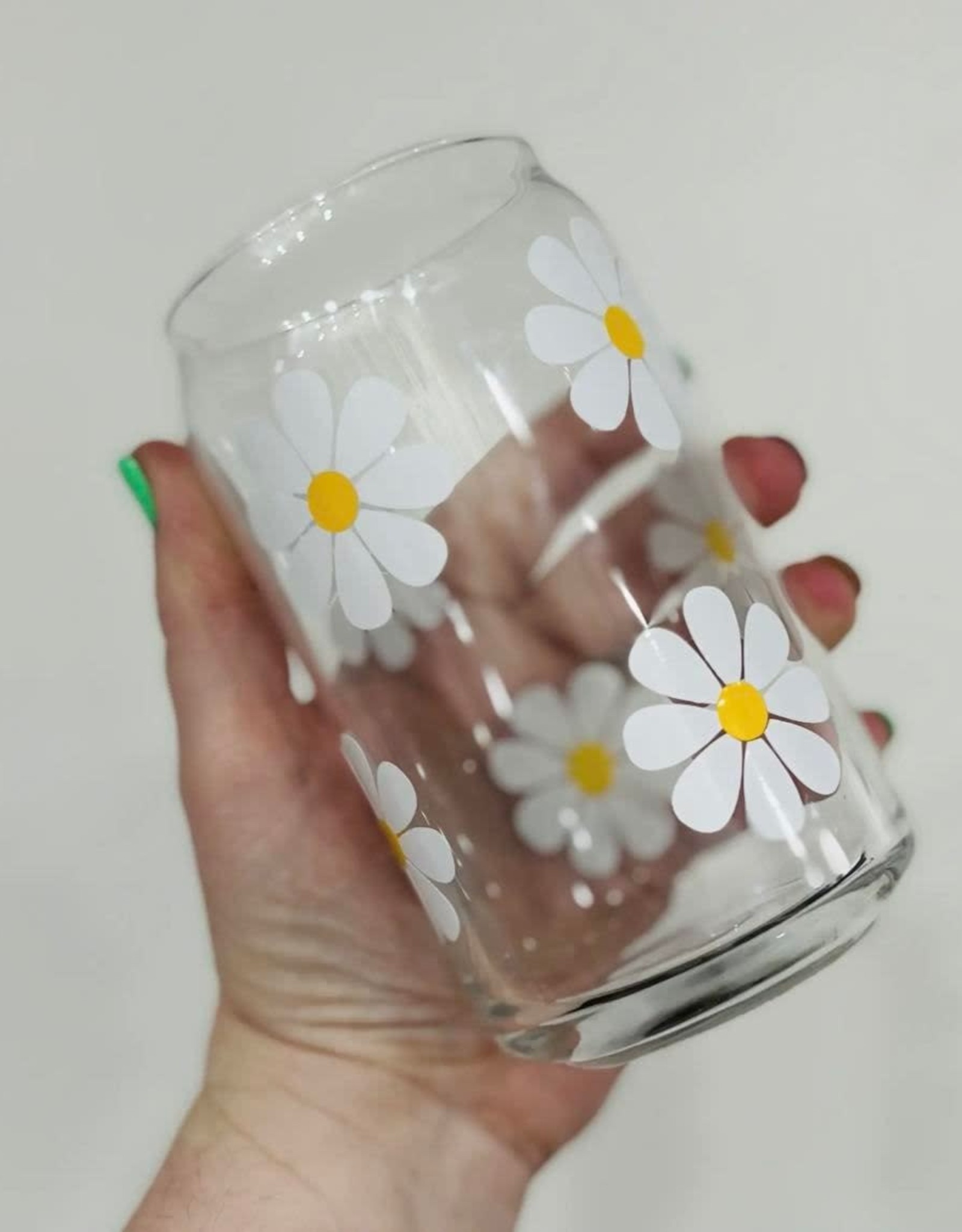 Retro Daisy Can Glass Cup