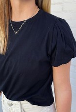 Natalie Puff Sleeve Top in Black