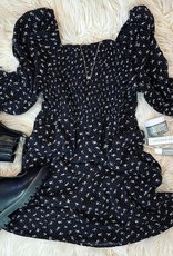 Hayden Laura Smocked Dress in Black Floral