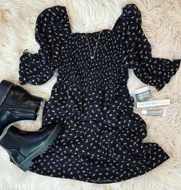Hayden Laura Smocked Dress in Black Floral