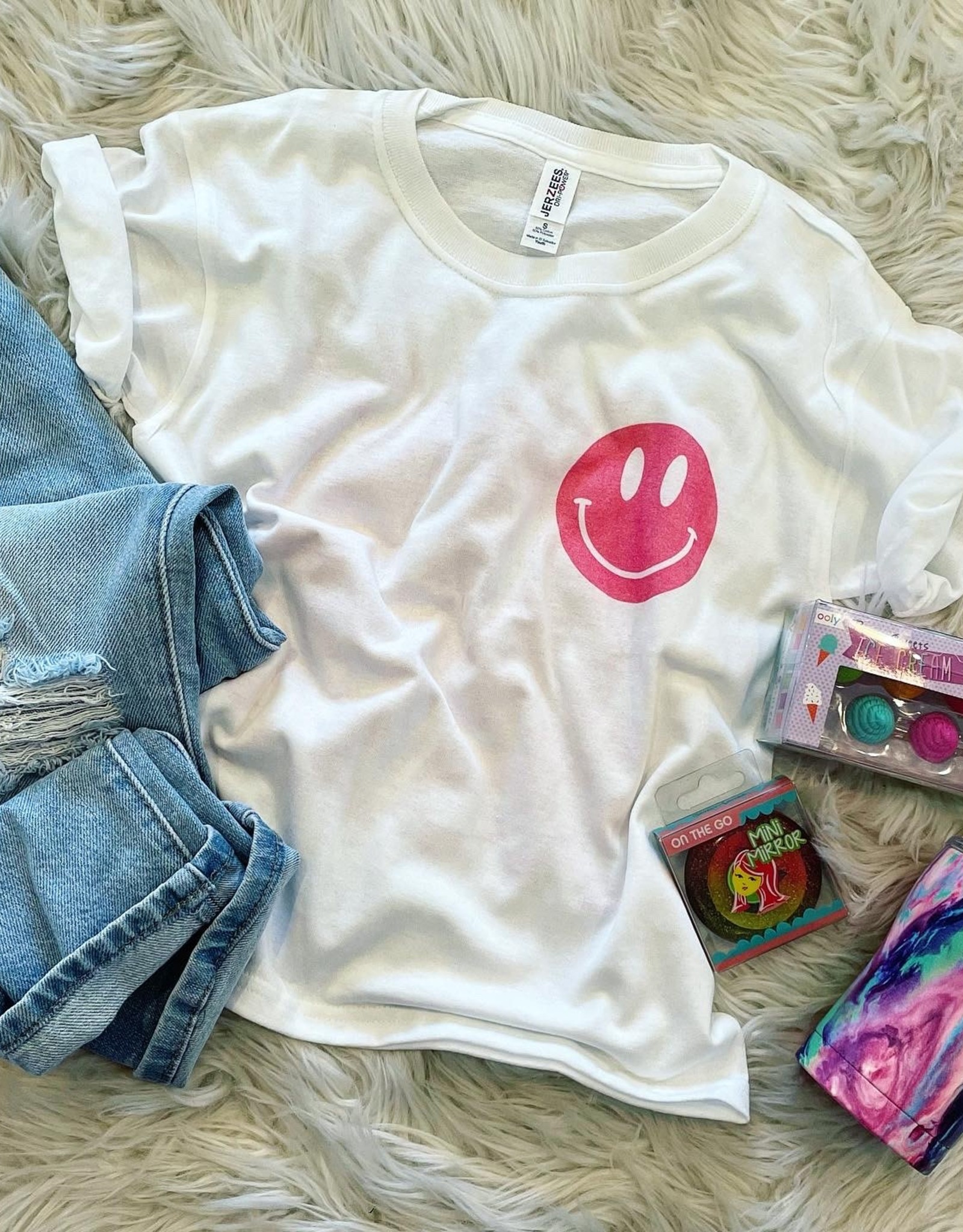 Smile Face Tee in Pink