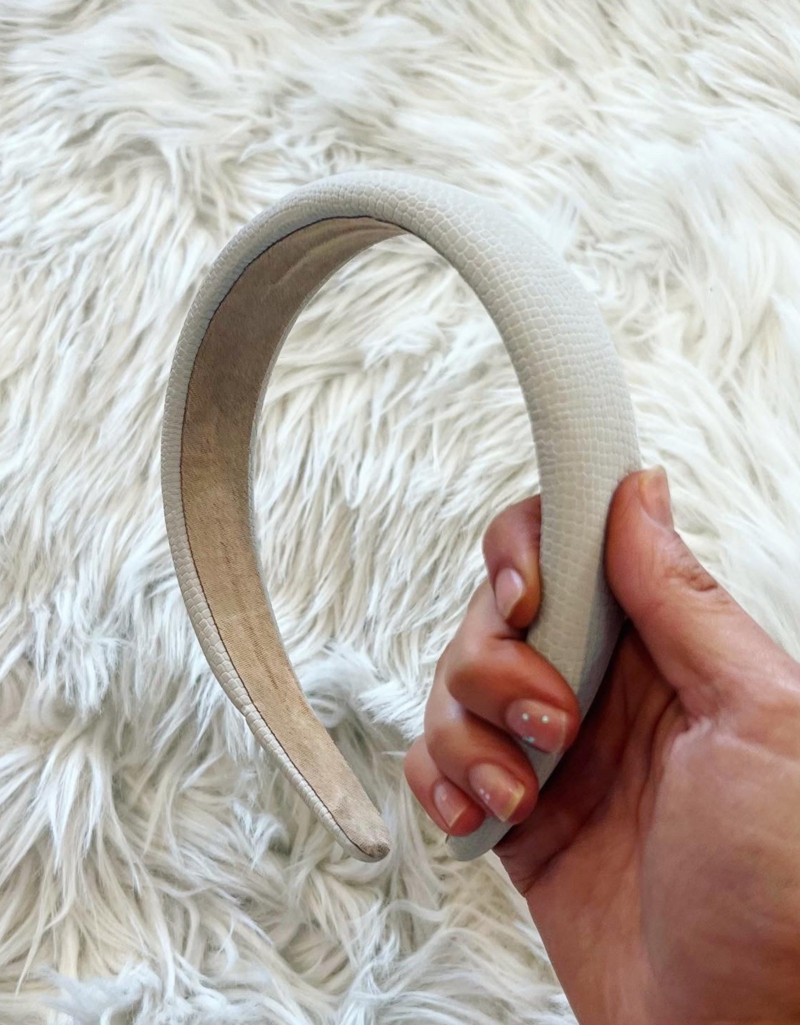 Solid Color Leather Headband in White