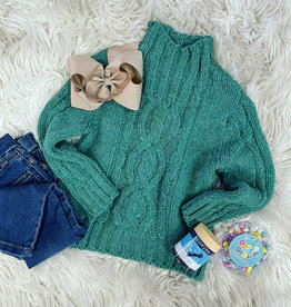 Rachel Cable Knit Sweater in Emerald Green