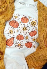 Pumpkin and Flower Tee in Cream