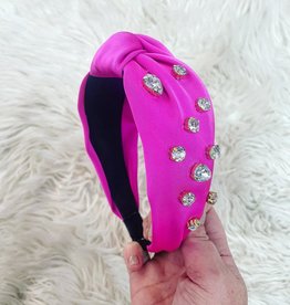 Knot Jewel Headband in Hot Pink