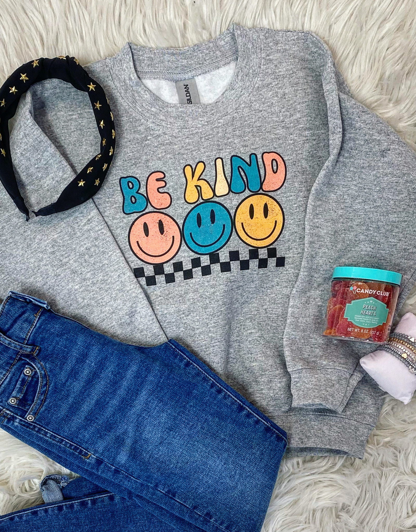Be Kind Smile Sweatshirt in Grey