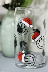 Christmas Santa Smile  Face Can Glass Cup