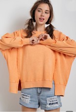 Easel Annie Mineral Wash Pullover in Coral