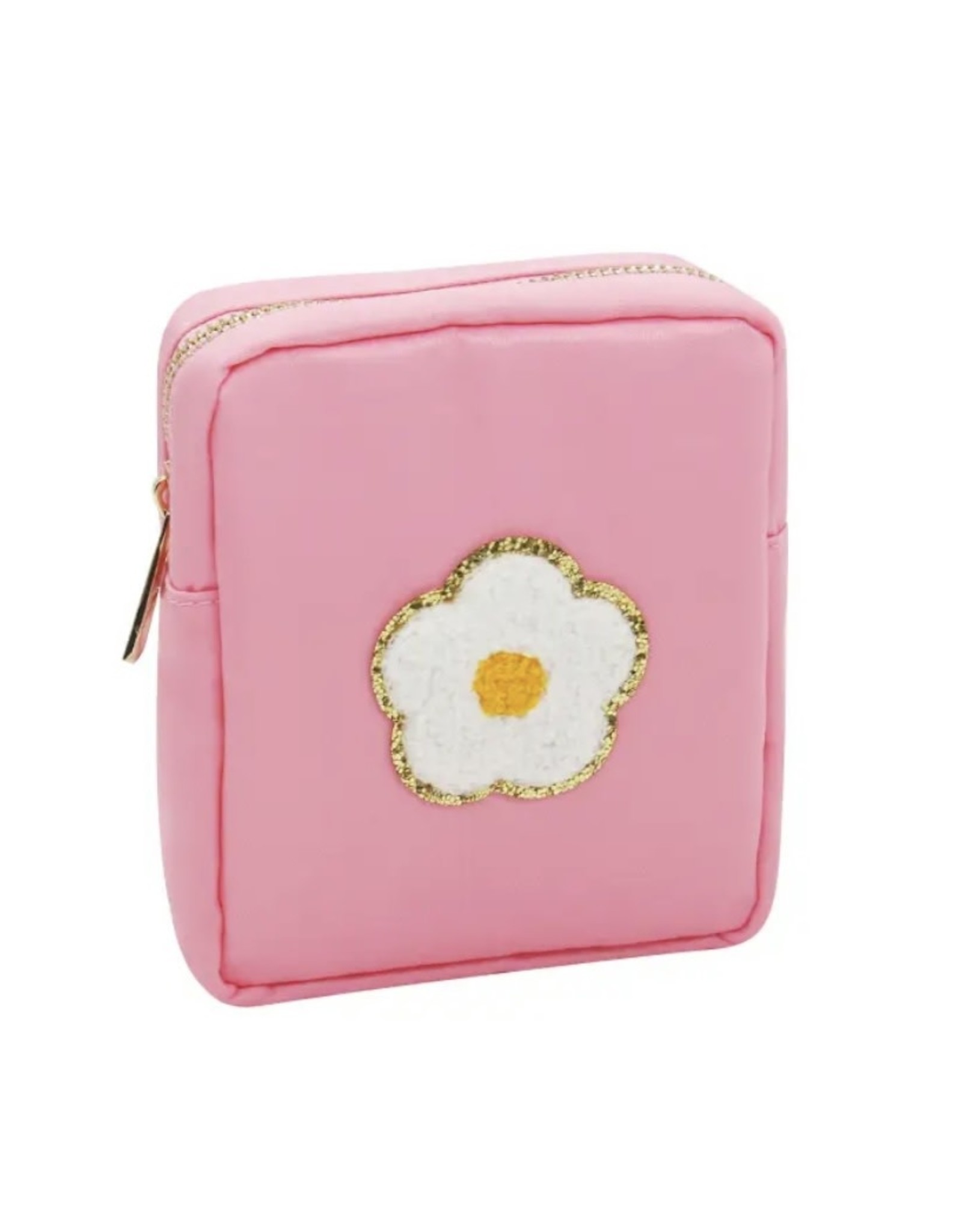 Varsity Collection Nylon Cosmetic Bag Pink Daisy Chenille