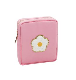 Varsity Collection Nylon Cosmetic Bag Pink Daisy Chenille