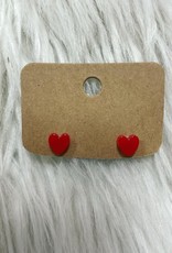 Dainty Heart Earring Stud in Red