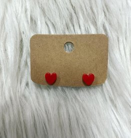 Dainty Heart Earring Stud in Red
