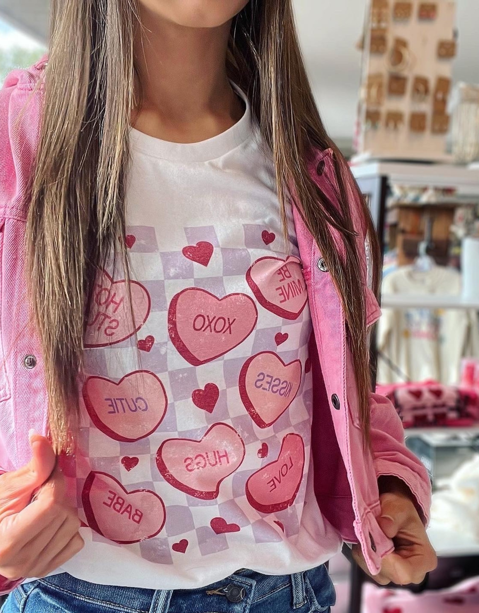 Valentine Checker Candy Heart Tee in White