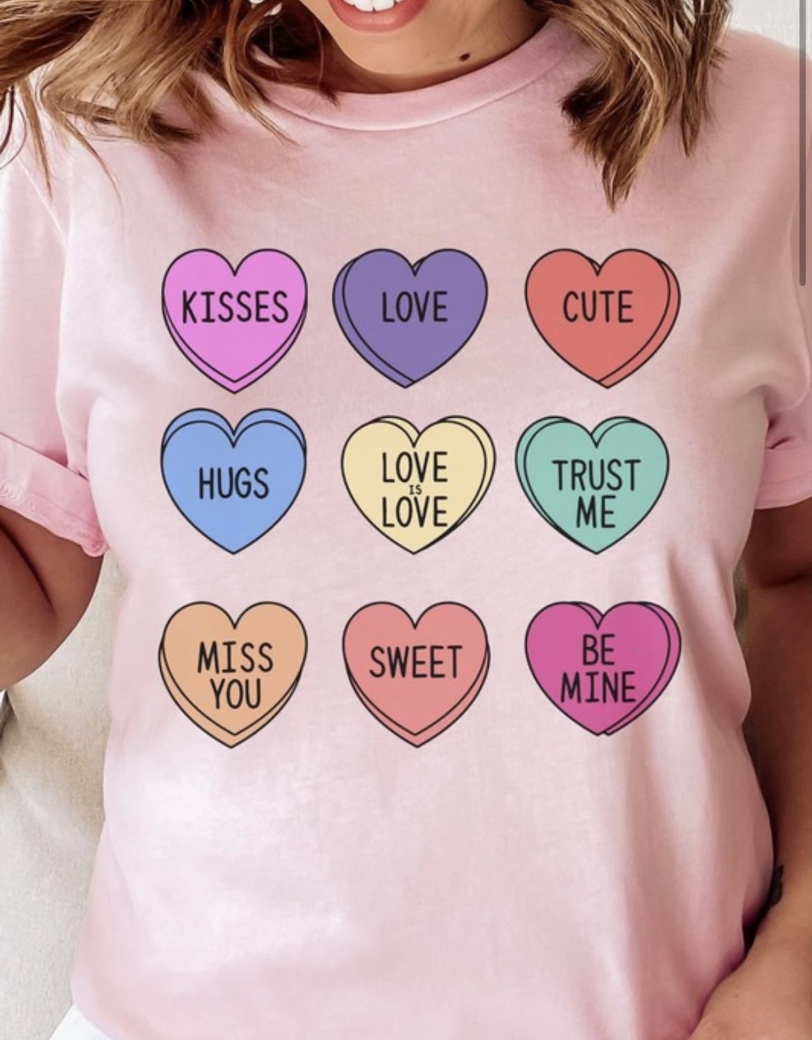 Valentine Candy Heart Tee in Pink