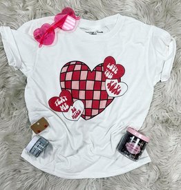 Retro Hearts Valentine Tee in White