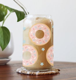 Pink Sprinkles Donut Glass Cup