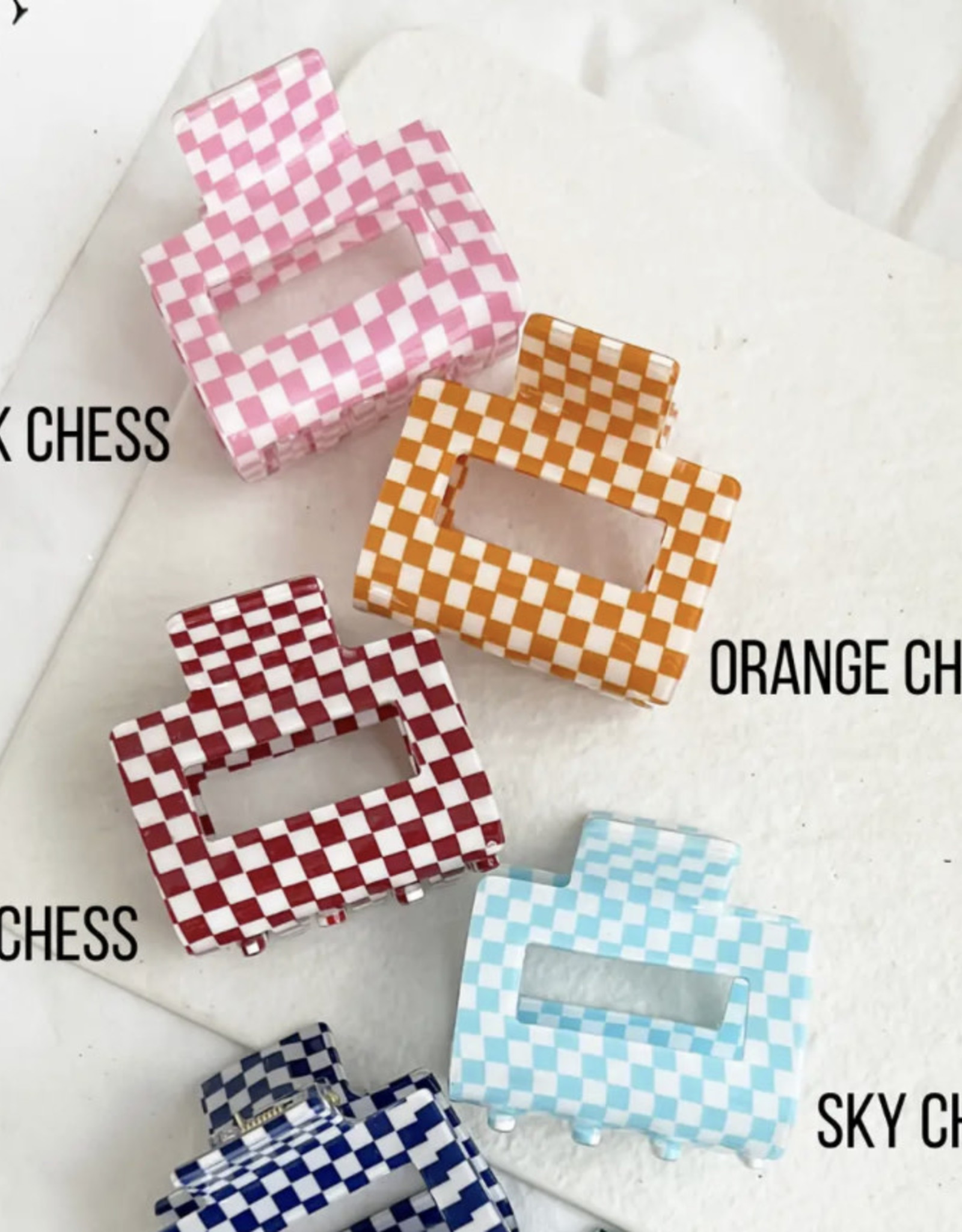 2" Chess Checkered Clip In Sky Blue