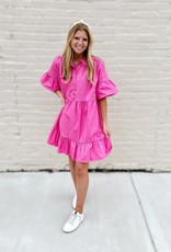 Mittoshop Piper BabyDoll Dress in Hot Pink