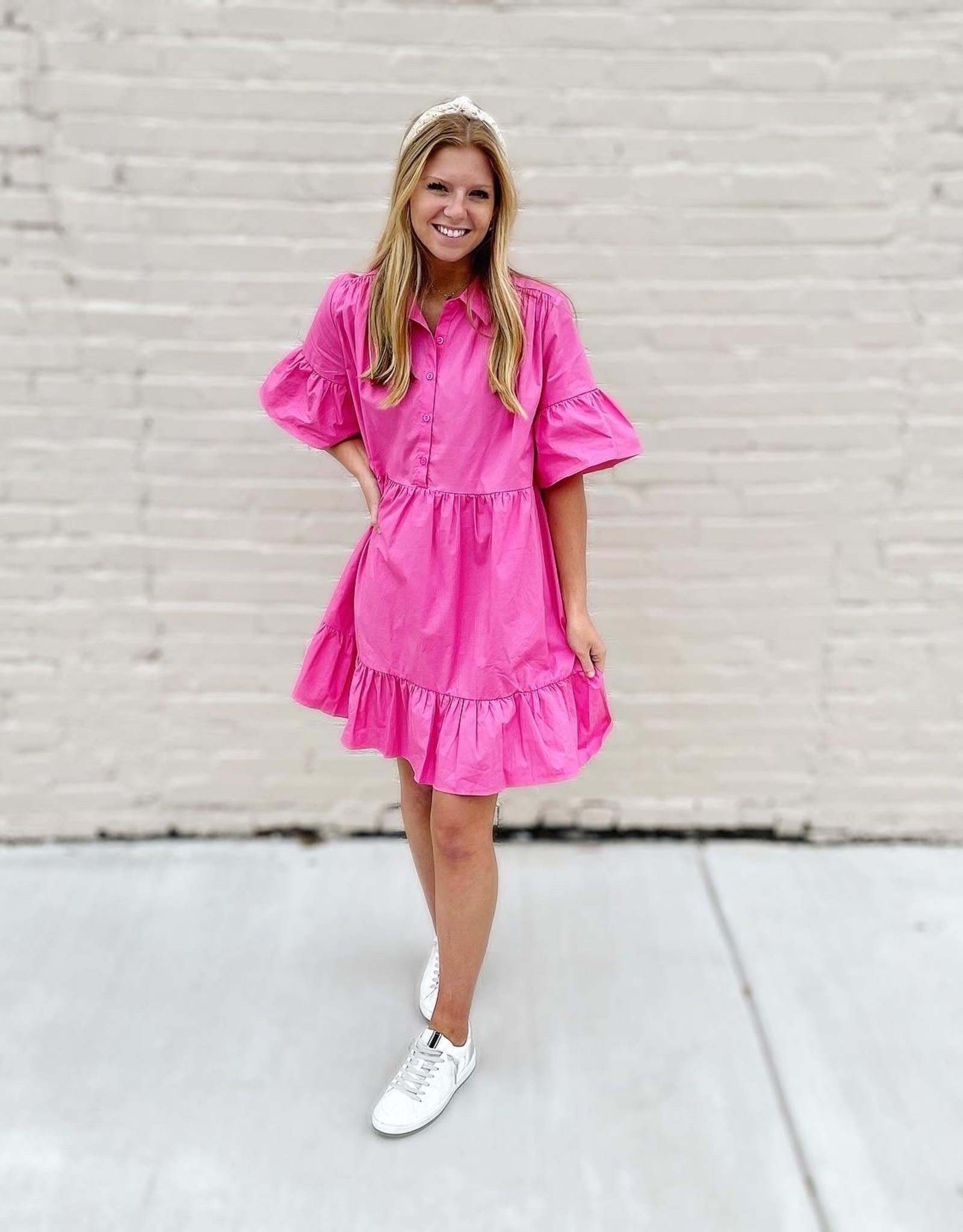 Piper BabyDoll Dress in Hot Pink - Marlee Janes