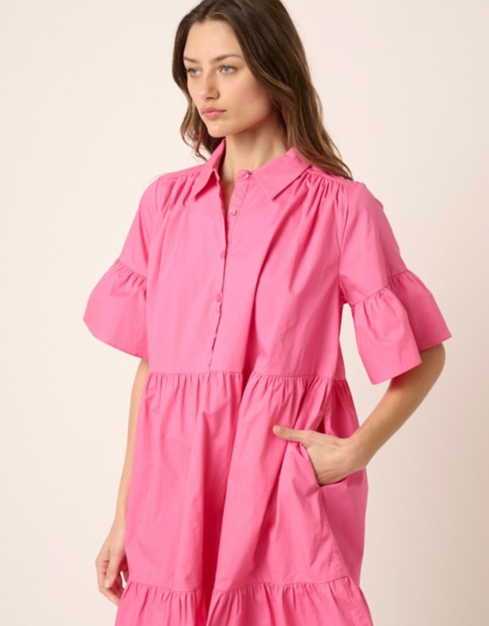 Mittoshop Piper BabyDoll Dress in Hot Pink