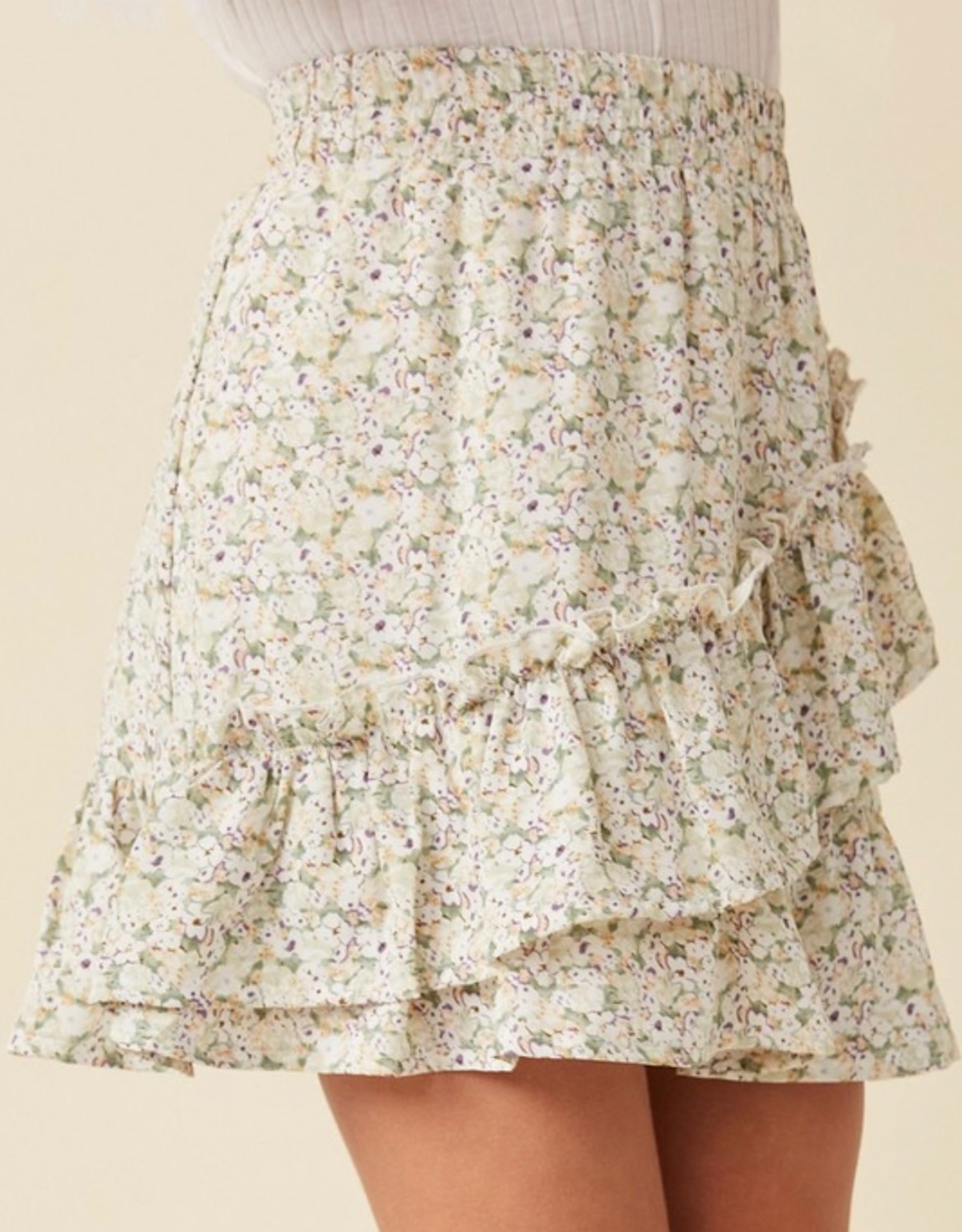 Hayden Laura Floral Skirt in Sage Mix