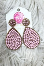 Beaded TearDrop Earring in Pink