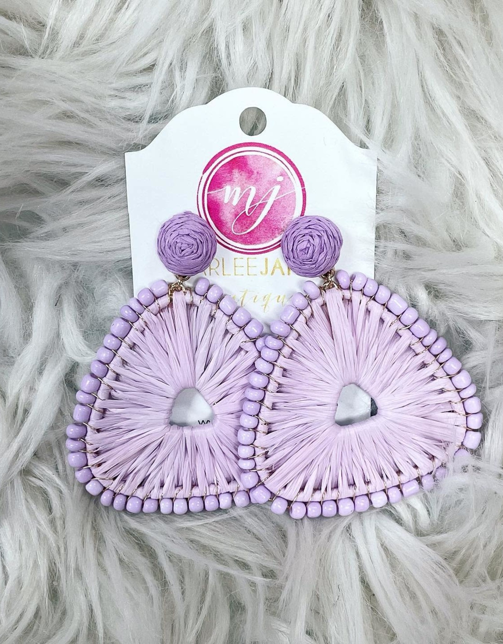 Raffia Triangle Bead Earring in Lavender
