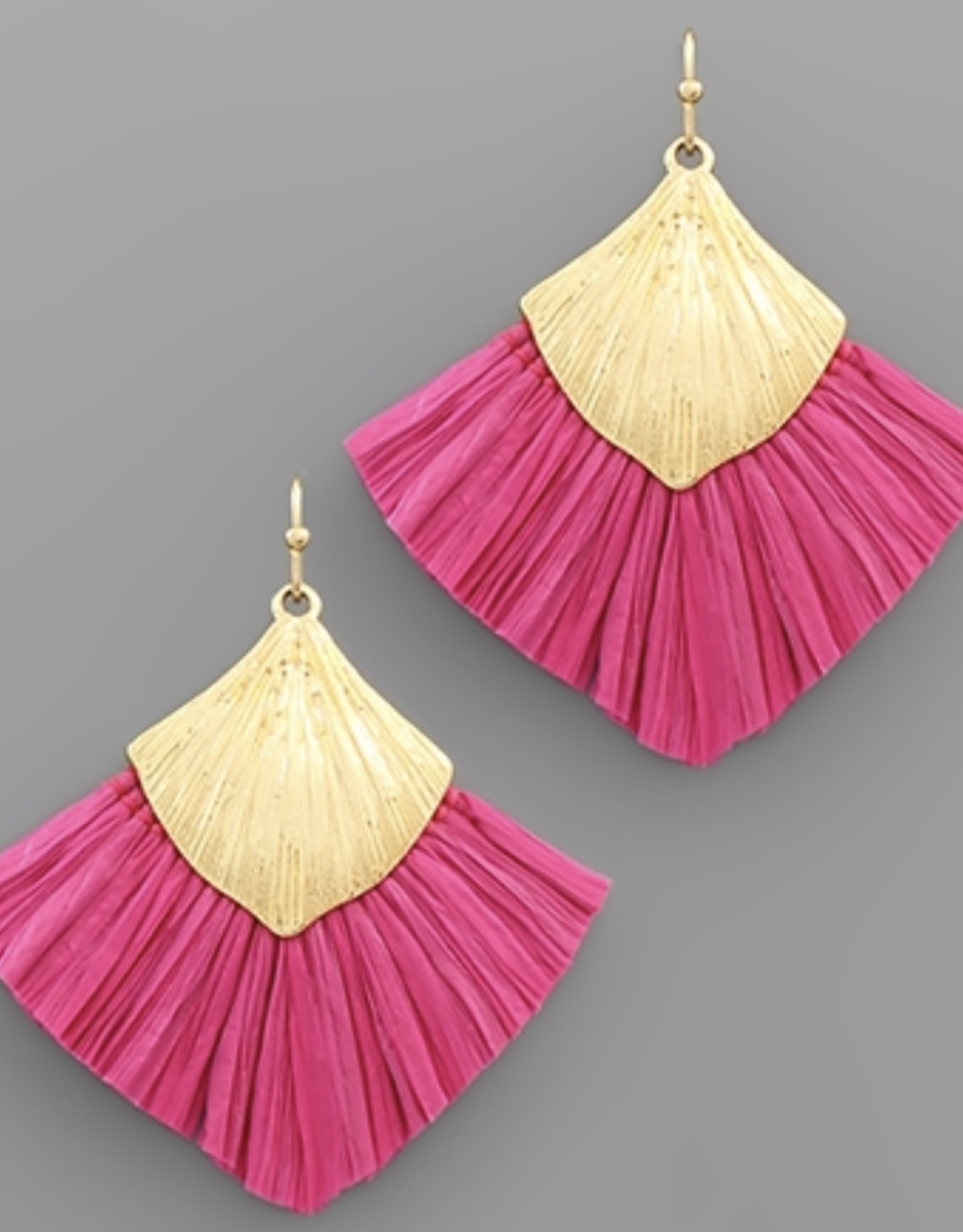 Raffia Tassel Earring in Hot Pink