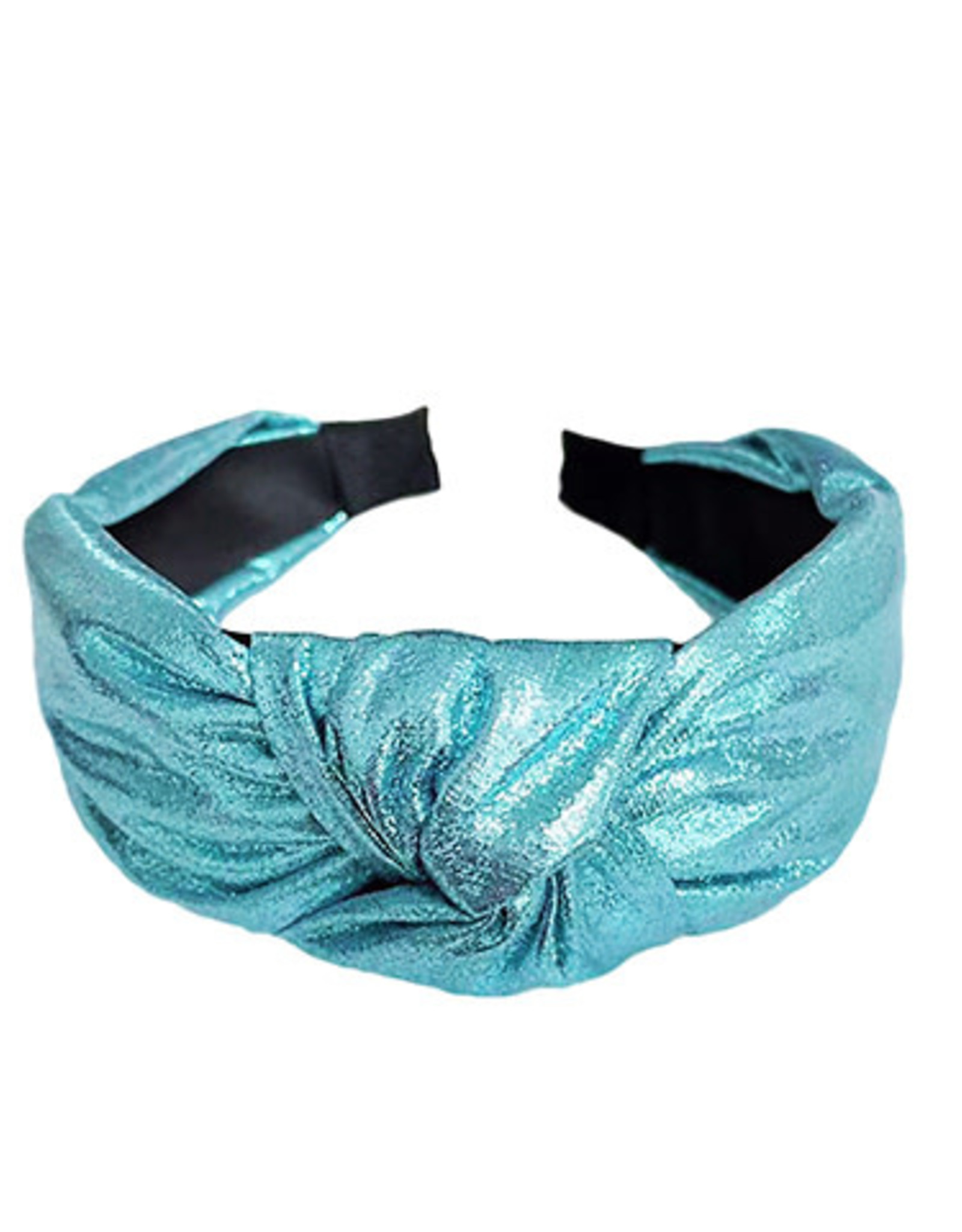 Metallic knot headband in aqua