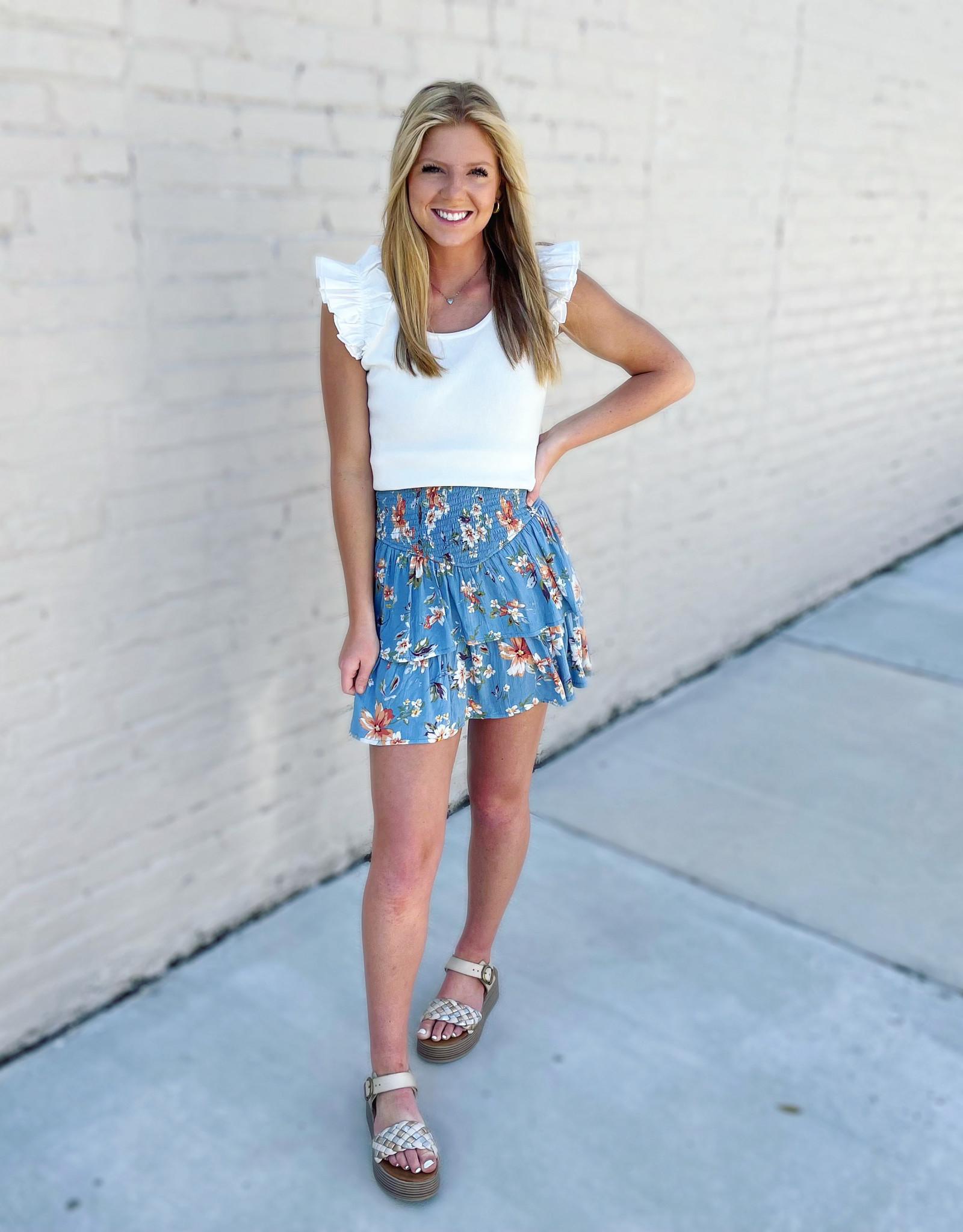 Hayden Brianna Skirt in Blue Floral