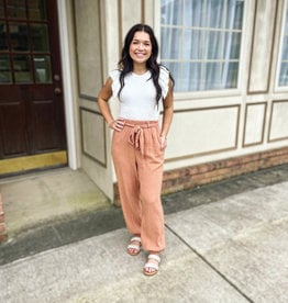 Sophia Relax Fit Gauze Pants in Coral