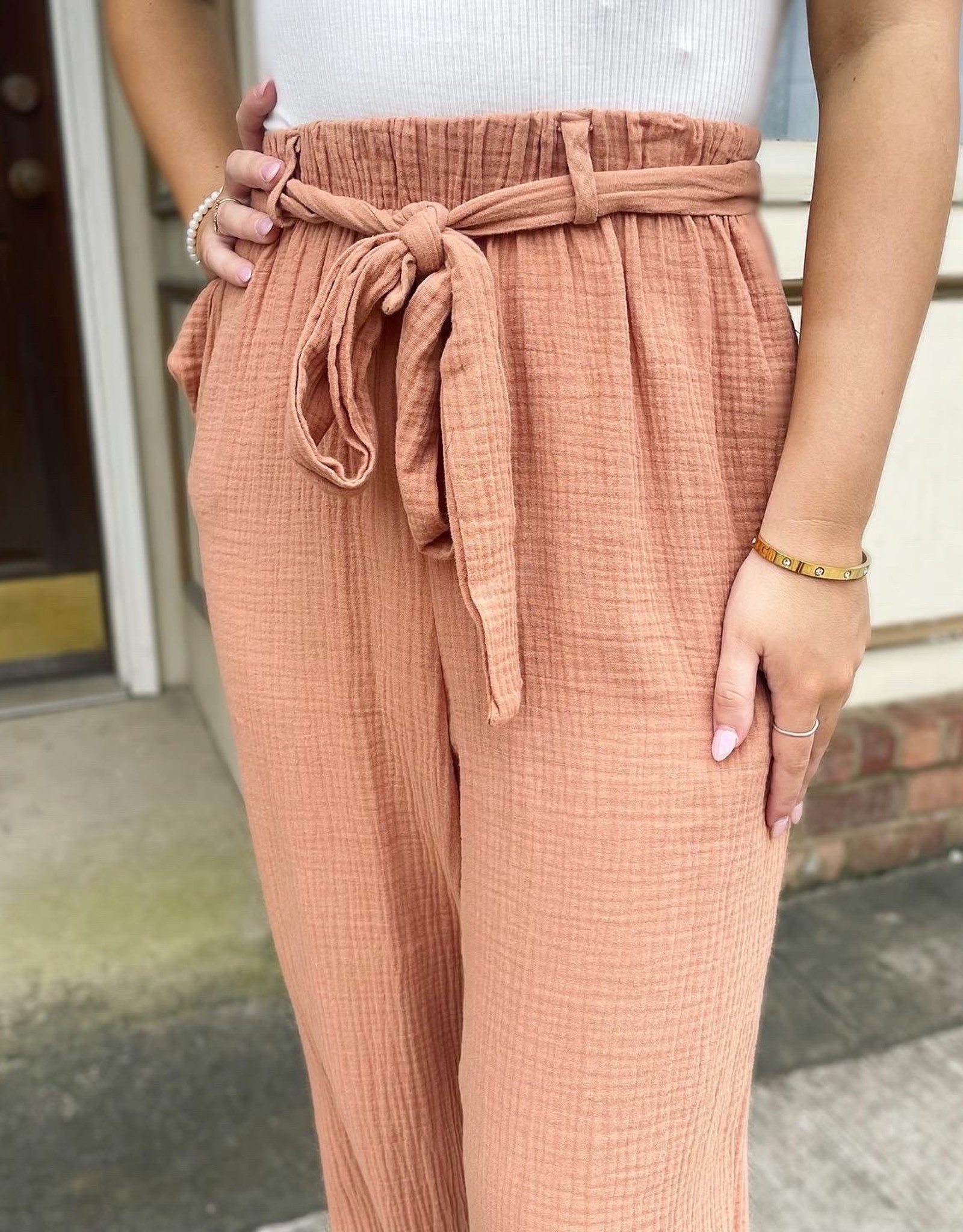 Sophia Relax Fit Gauze Pants in Rust - Marlee Janes