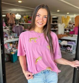 Multi Tiger Graphic Tee in Hot Pink