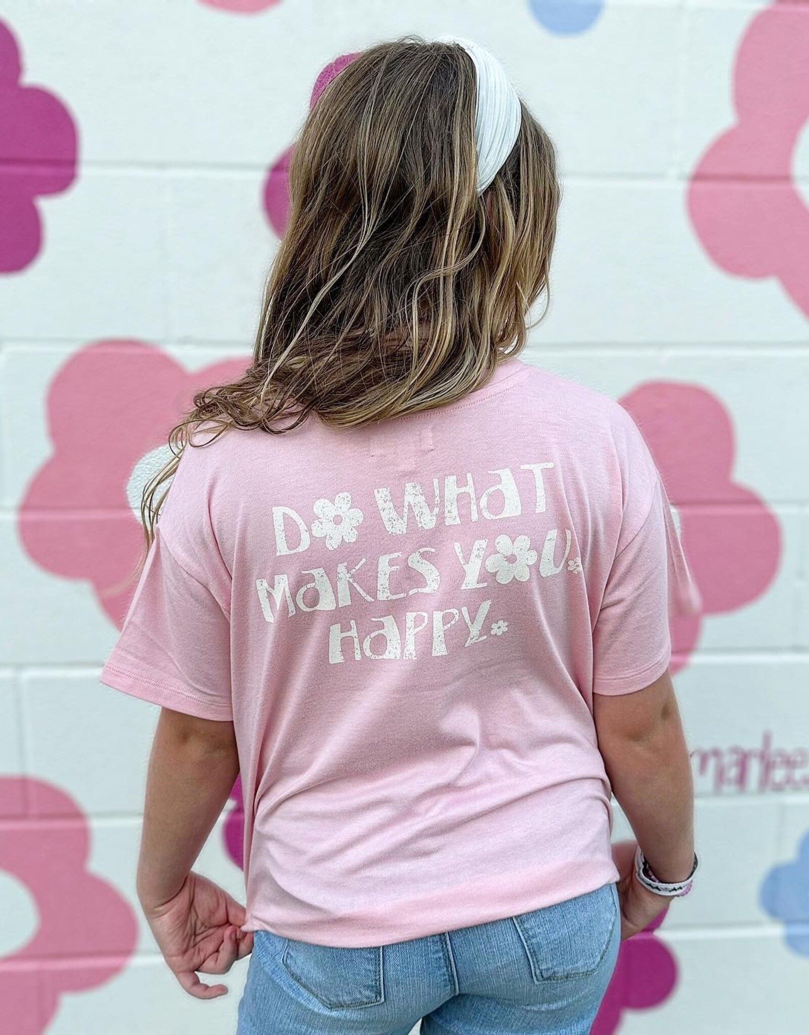 Paper Flower Do What Makes you Happy Tee in Pink