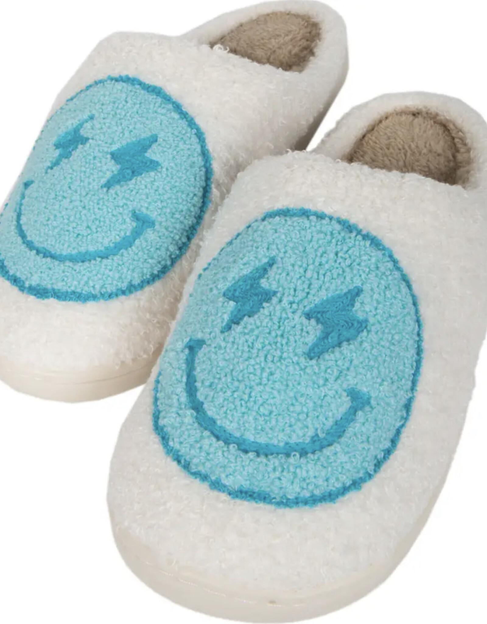 Katydid Smile Face Slippers in Turquoise
