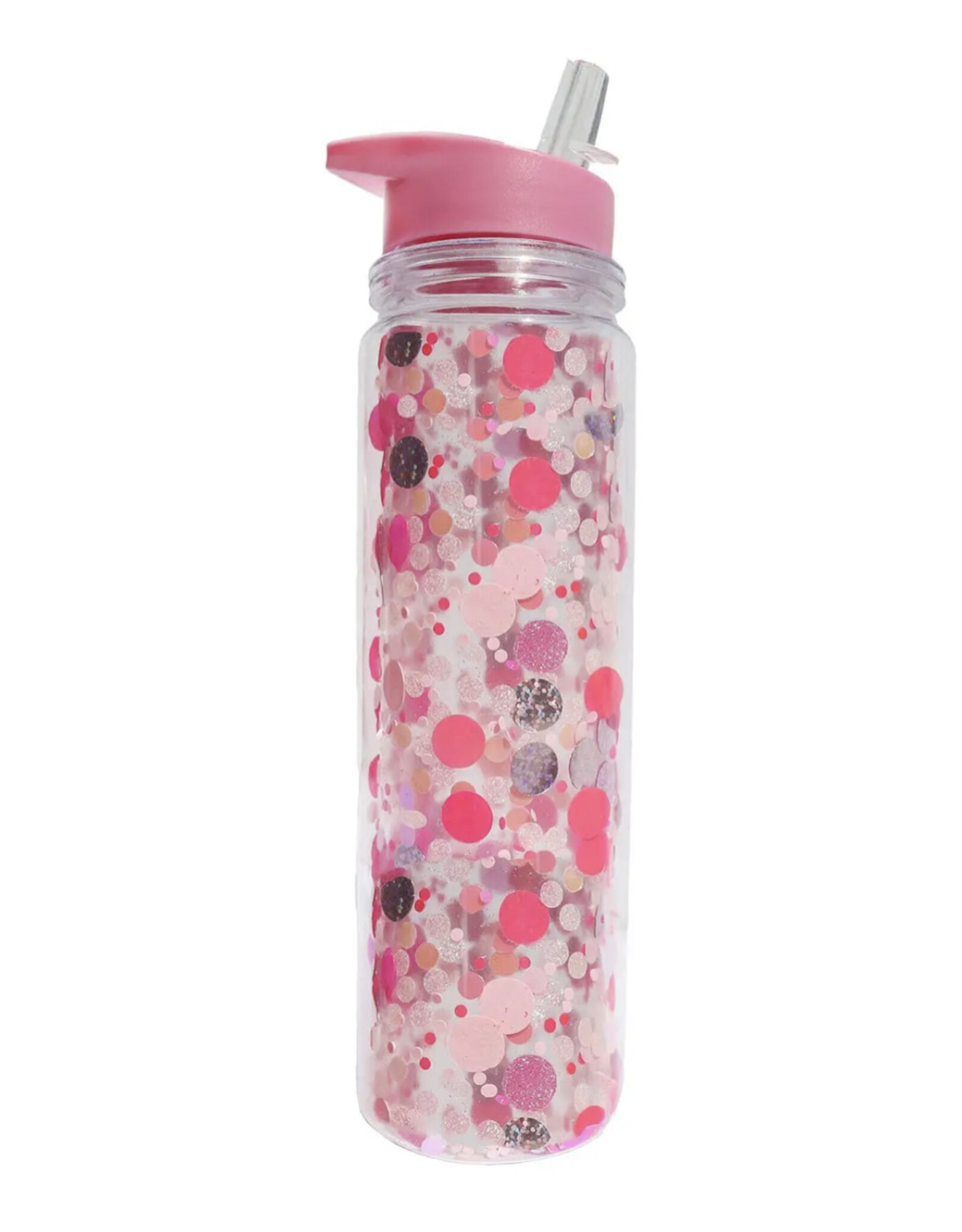 Packed Party Pink Party Water Bottle with Straw