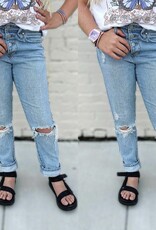 YMI Selena Four Button Distressed Straight Leg Jean