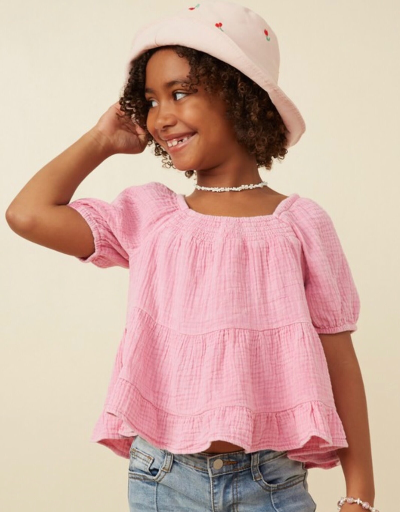 Hayden Brittany Washed Gauze Top in Pink