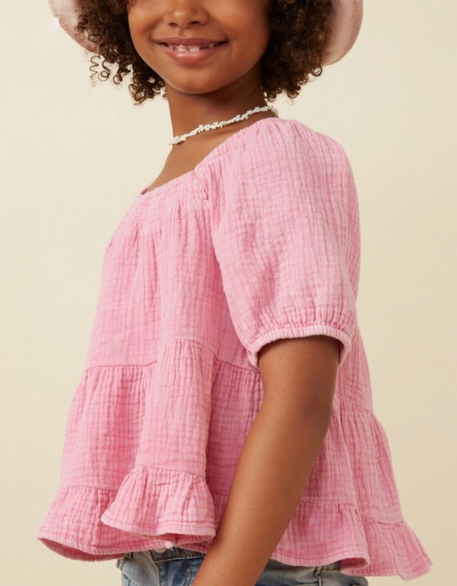 Hayden Brittany Washed Gauze Top in Pink