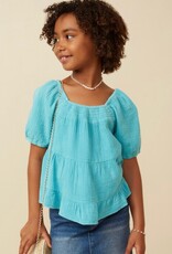 Hayden Brittany Washed Gauze Top in Blue