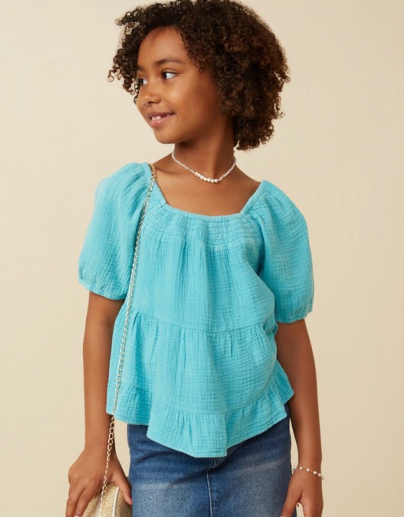 Hayden Brittany Washed Gauze Top in Blue