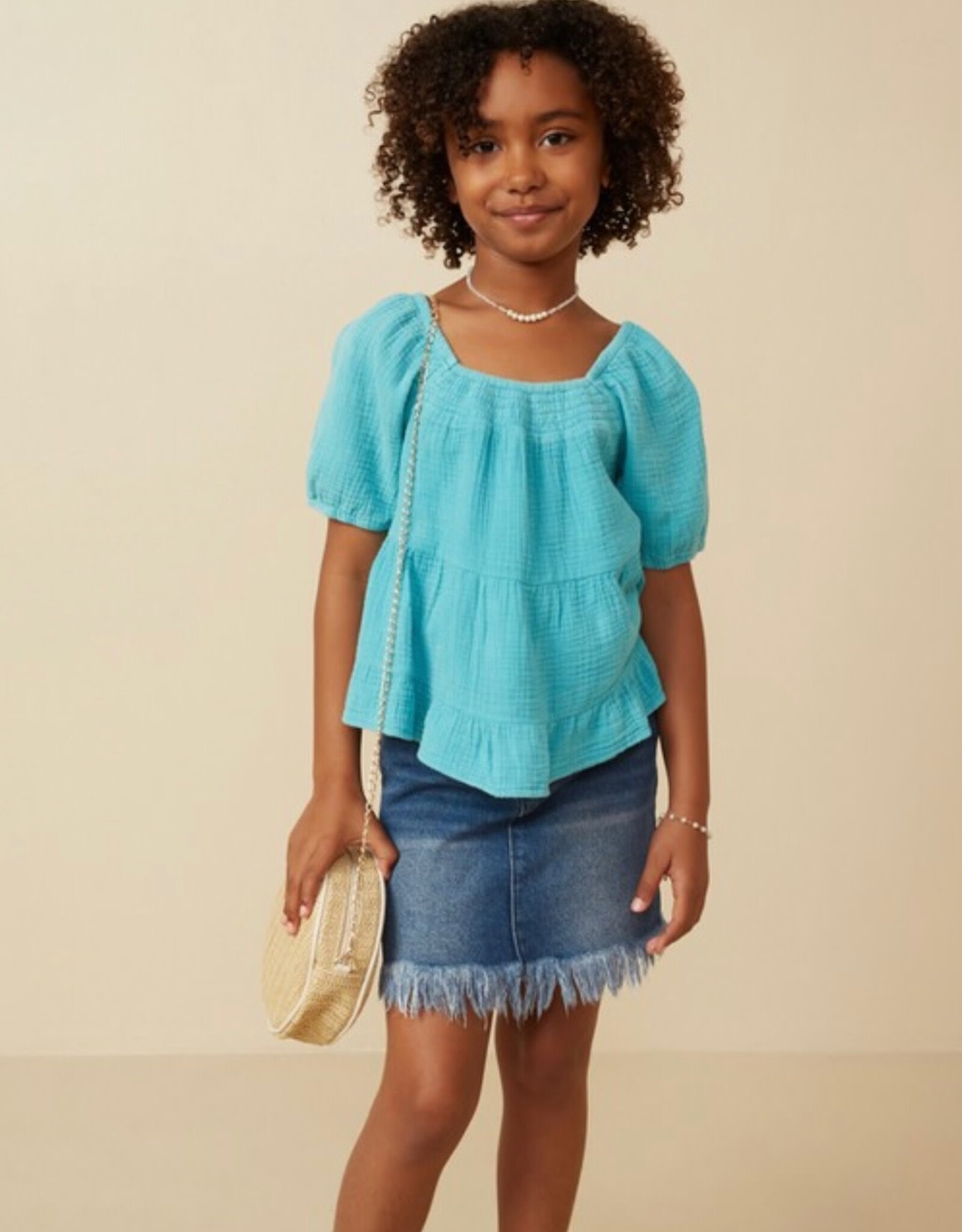 Hayden Brittany Washed Gauze Top in Blue