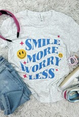 Smile More Worry Less Tee in Grey