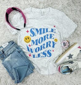 Smile More Worry Less Tee in Grey