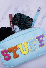 Varsity Collection Nylon Cosmetic Bag  Blue Stuff Chenille