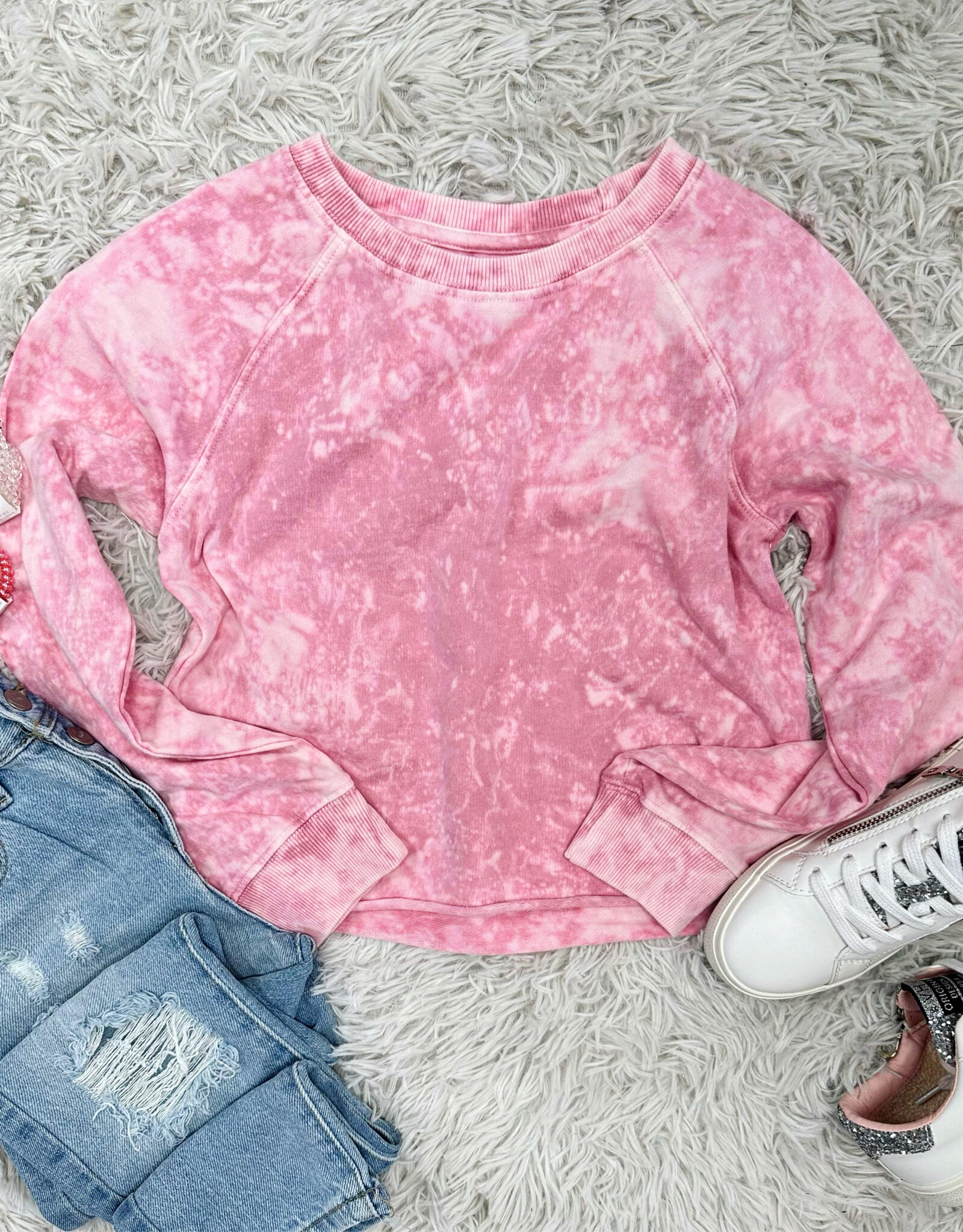 Paper Flower Lucy Sweatshirt in Mineral Wash Pink